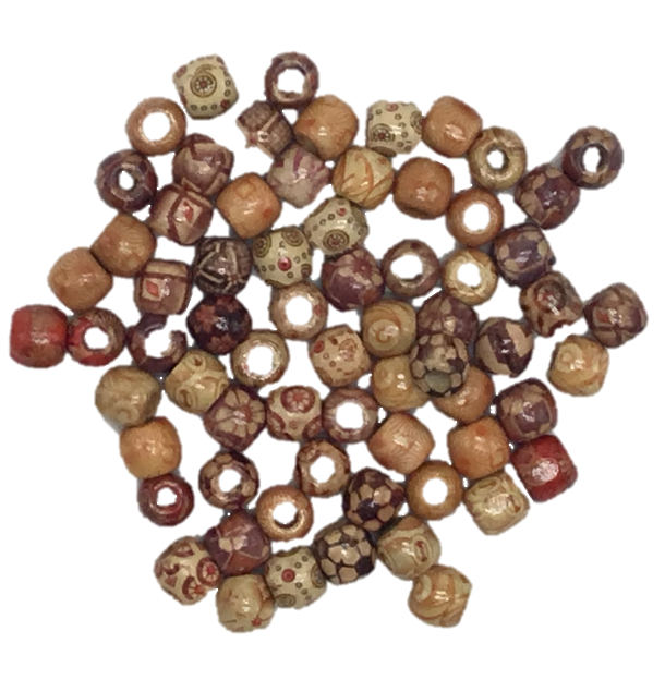 Wooden Beads round, bag à 30pcs